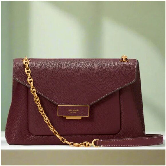 Kate Spade Gramercy Shoulder Bag Red Medium Convertible Leather Crossbody Chain - Picture 1 of 11